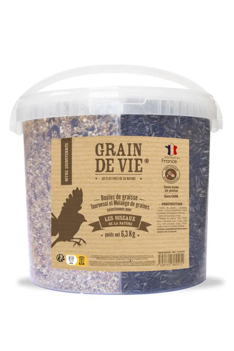 GRAIN DE VIE Seau découverte pour oiseaux - 6,35 kg