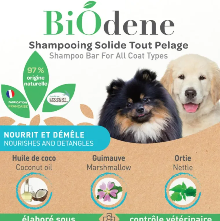 BIODENE Shampooing solide pour chien tout pelage Biodène – 100 g
