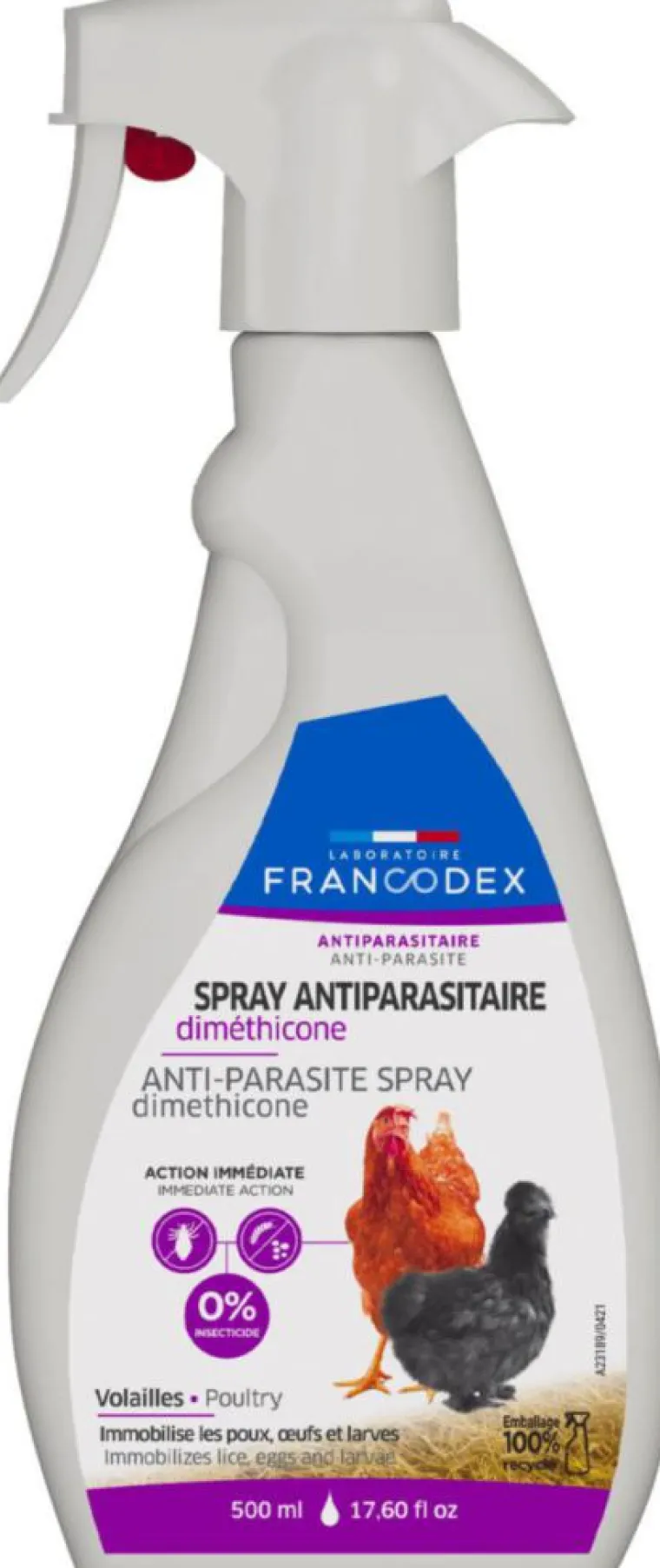 FRANCODEX Spray antiparasitaire pour volaille - 500 ml