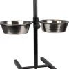 FLAMINGO Support porte gamelles pour chien coloris noir et argent en H double Otis - Taille S 2 x 1,5 L