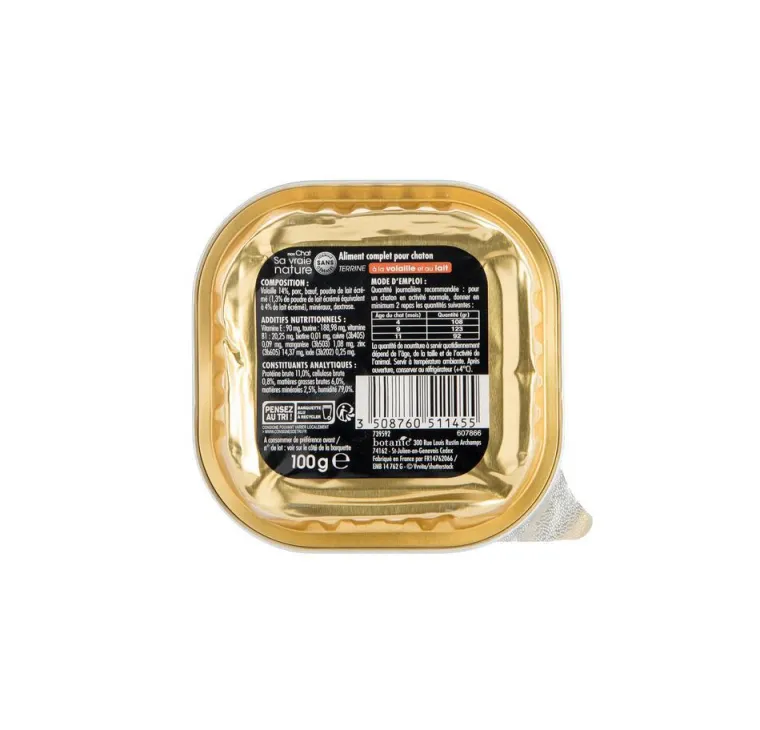 SA VRAIE NATURE Terrine pour chaton volaille lait - 100 g