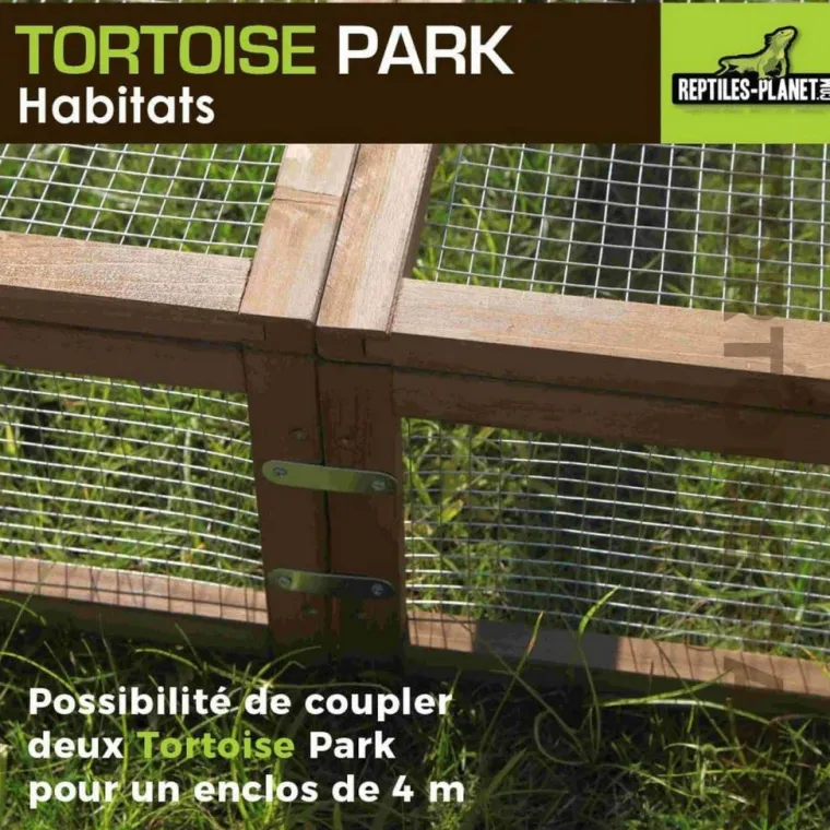 REPTILES PLANET Tortoise Park pour tortue enclos extérieur grillagé en bois Reptile Planet – 200 x 100 x 25 cm
