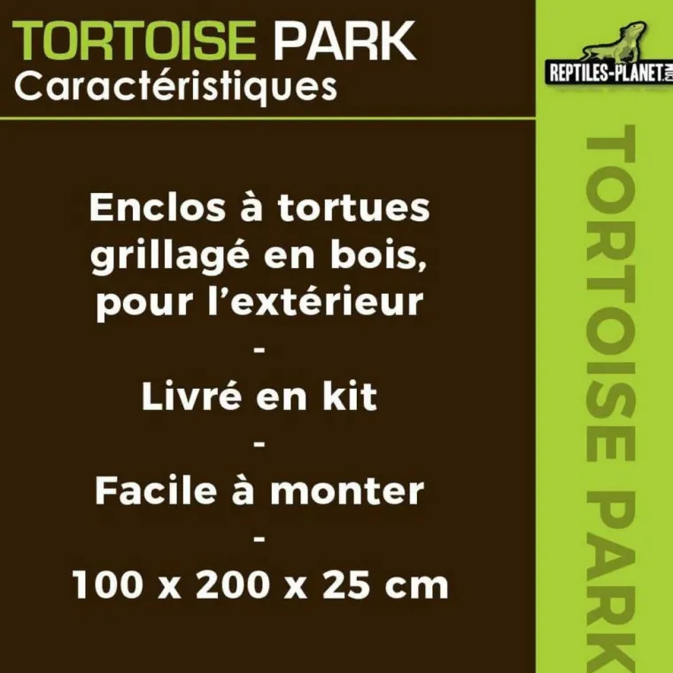 REPTILES PLANET Tortoise Park pour tortue enclos extérieur grillagé en bois Reptile Planet – 200 x 100 x 25 cm