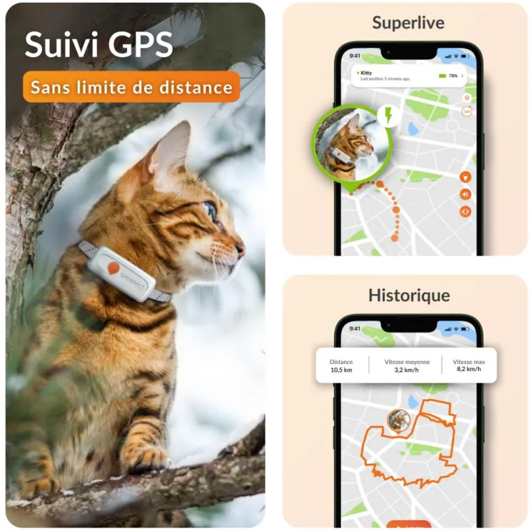 WEENECT Traceur GPS pour chat coloris blanc