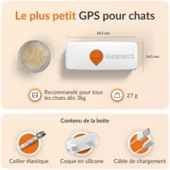 WEENECT Traceur GPS pour chat coloris blanc