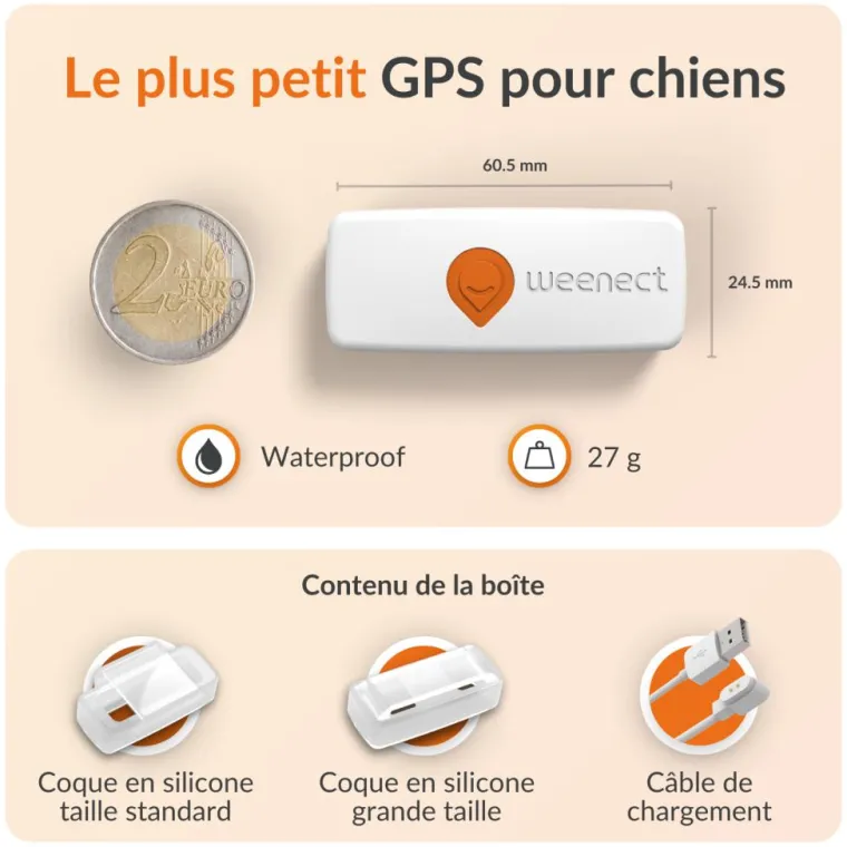 WEENECT Traceur GPS pour chien coloris blanc
