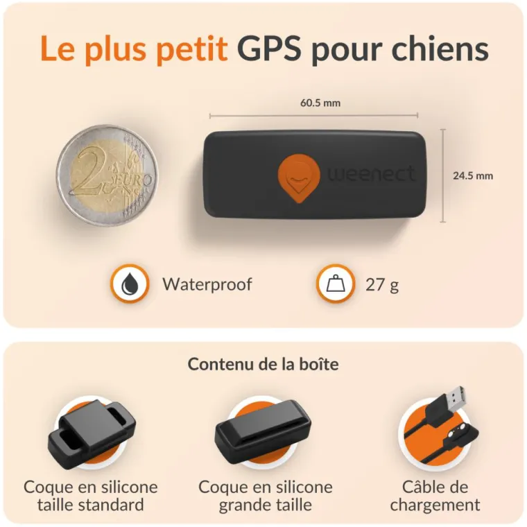 WEENECT Traceur GPS pour chien coloris noir