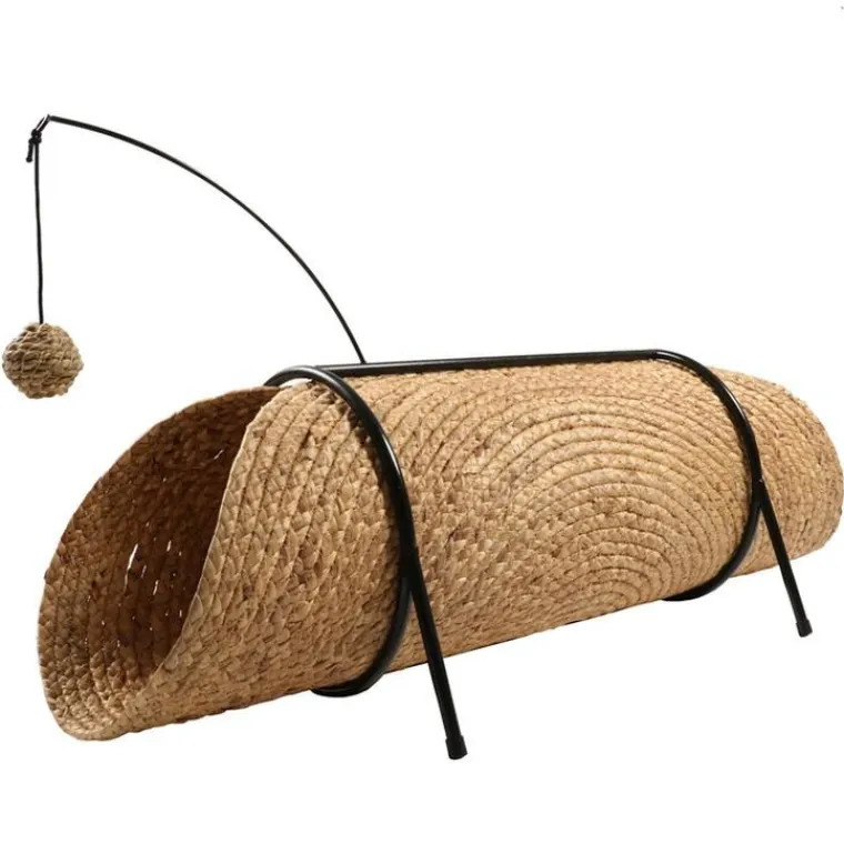 D&D HOME Tunnel de jeu pour chat coloris beige Reina - 80 x 36 x 25 cm