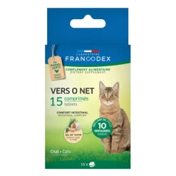 FRANCODEX Vermifuge pour chat et chaton Vers O Net - 15 comprimés