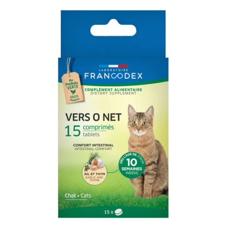 FRANCODEX Vermifuge pour chat et chaton Vers O Net - 15 comprimés