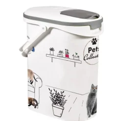 KETER Verseuse à croquettes en plastique blanc à motif chat Pet Collection cat 4 kg - 10 L